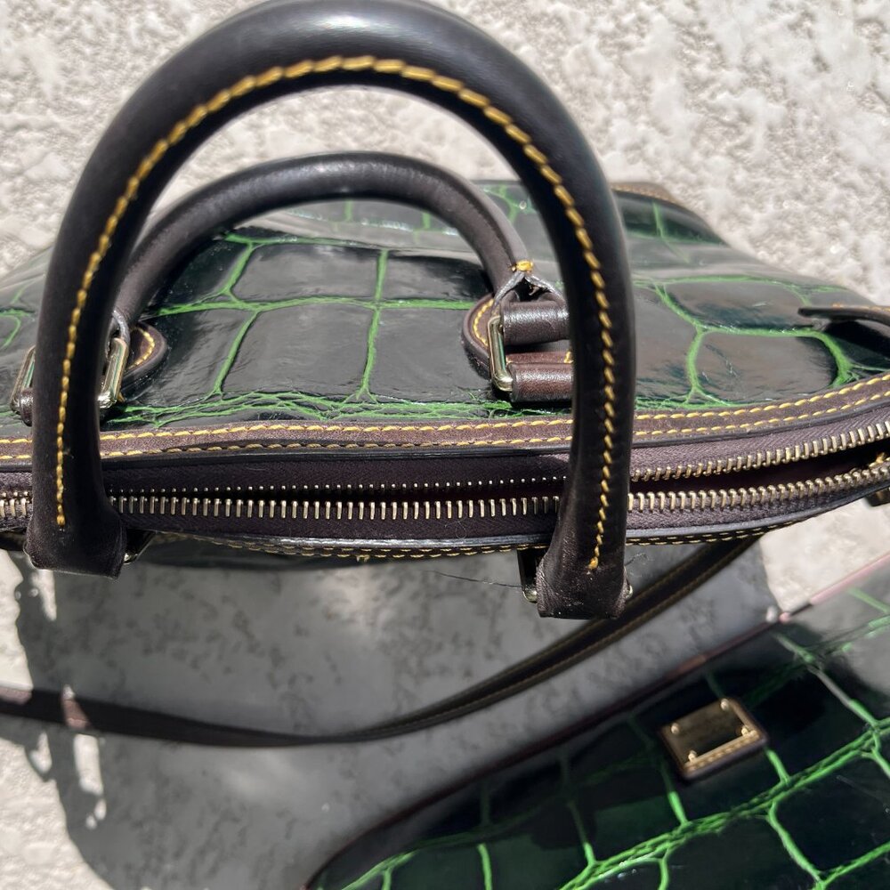 Dooney & Bourke Dillon Dark Green Crocodile tote - Picture 12 of 16